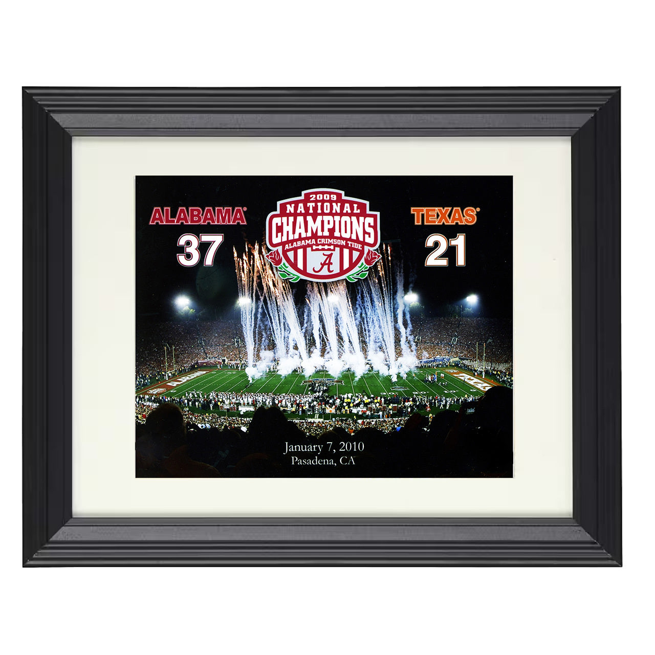 Alabama 2009 National Championship Rose Bowl Celebration 8x10 black beveled frame college football wall art