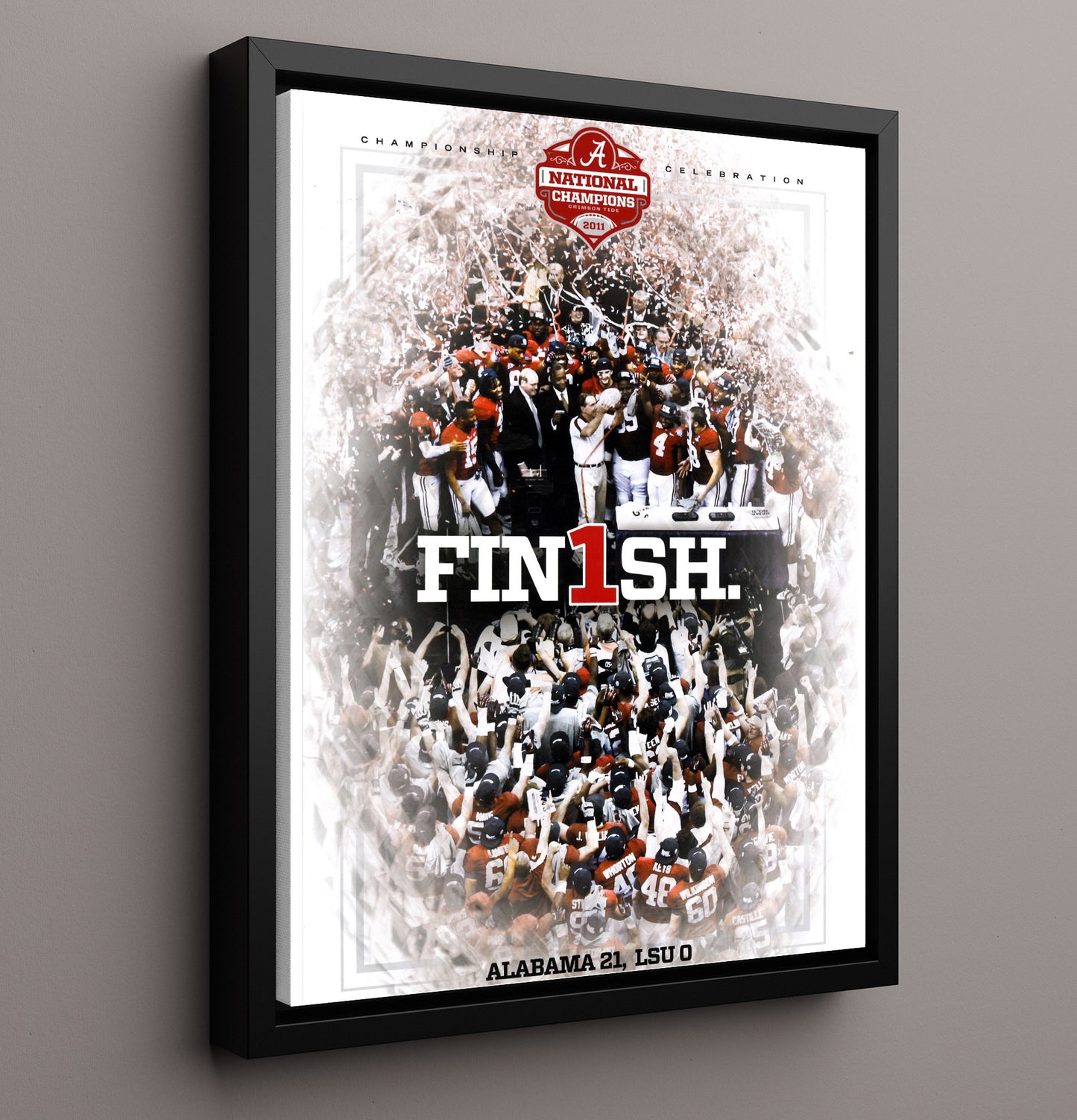 Alabama Football 2011 Crimson Tide Finish the Job College Football Wall Art 16x20 Framed Canvas wall art print – College Football decor