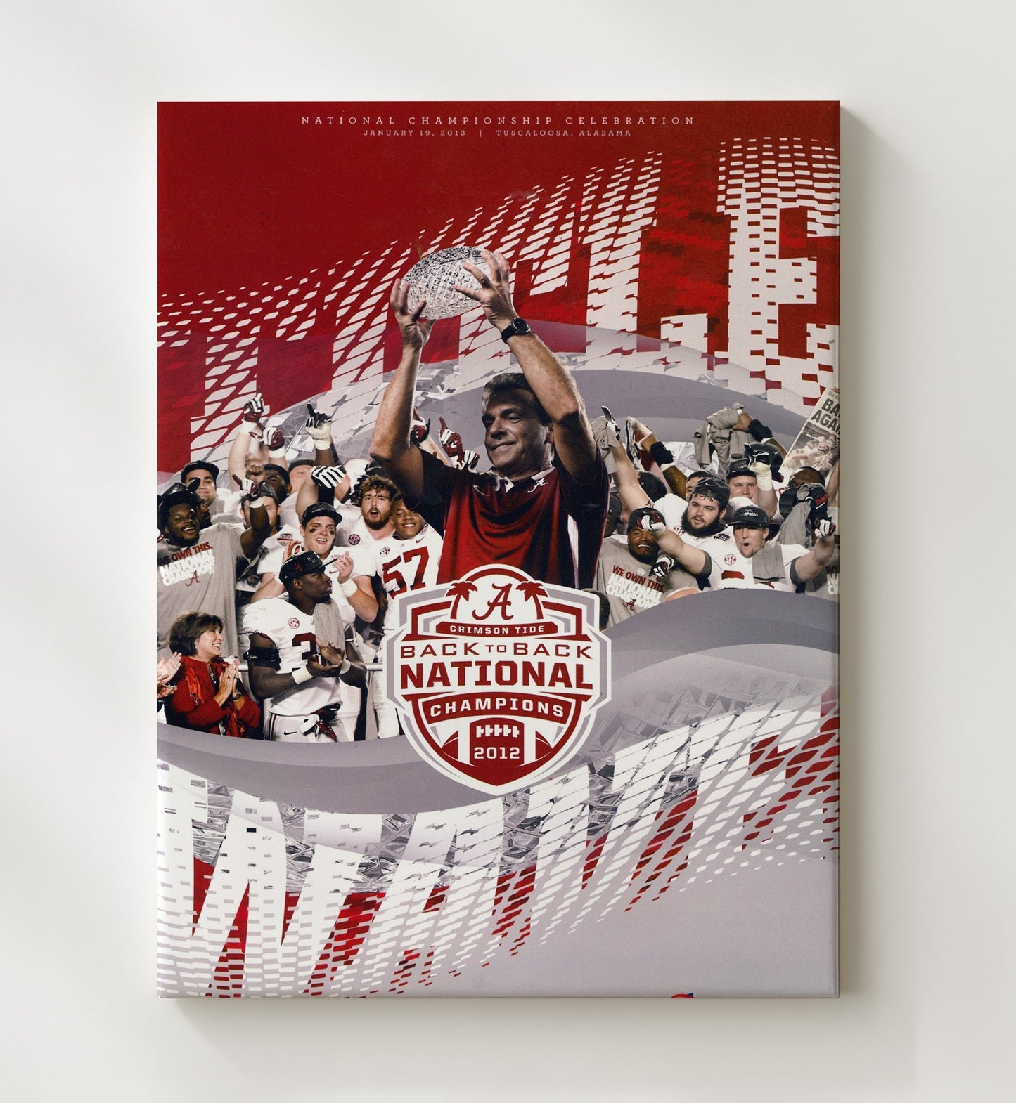Alabama Football - 2012 Parade Champs - Back to Back Tide 8x10 Canvas college football wall art