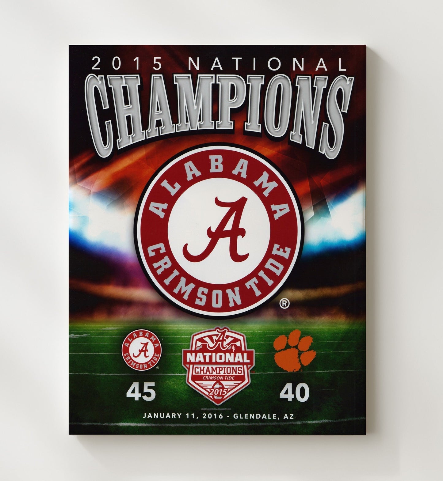Alabama Football - 2015 National Champs - Tide Tops Tigers 8x10 Canvas college football wall art