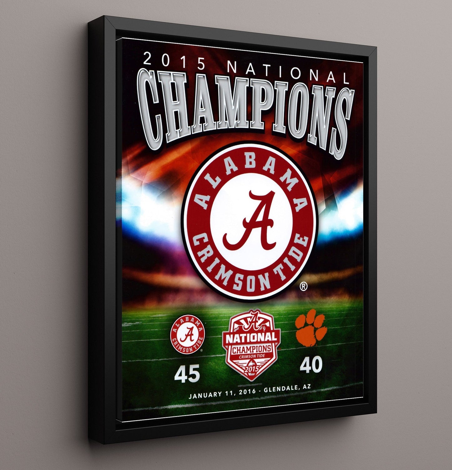 Alabama Football - 2015 National Champs - Tide Tops Tigers 8x10 Framed Canvas college football wall art