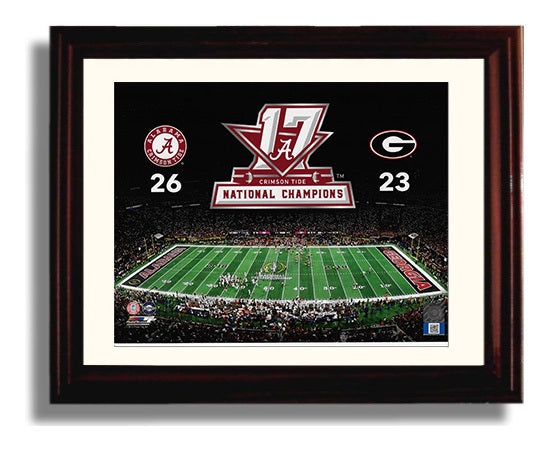Alabama Football - 2017 National Championship Scoreboard Victory 8x10 Beveled Frame college football wall art