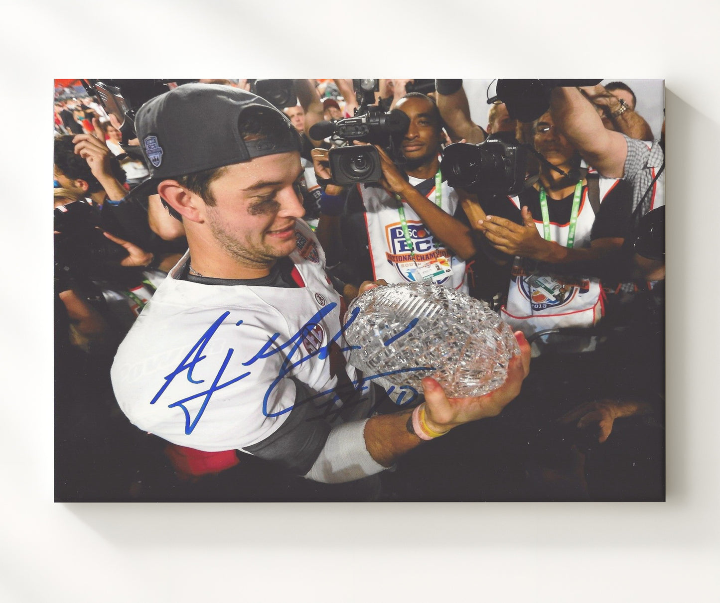 Alabama Football - AJ McCarron - Championship Trophy Hold 8x10 Canvas college football wall art