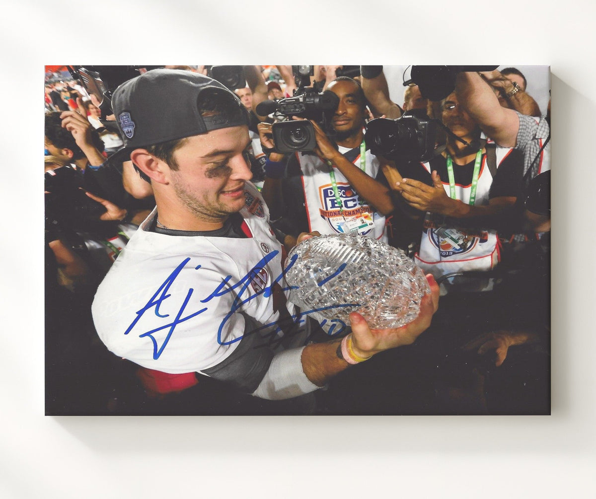 Alabama Football - AJ McCarron - Championship Trophy Hold 8x10 Canvas college football wall art