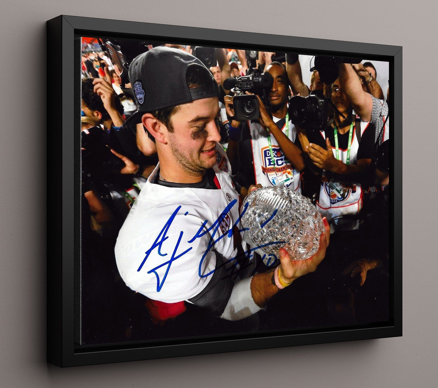 Alabama Football - AJ McCarron - Championship Trophy Hold 8x10 Framed Canvas college football wall art
