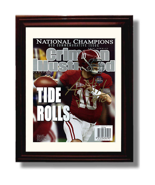 Alabama Football AJ McCarron BCS Championship Passing 2012 SI Cover College Football Wall Art 8x10 Beveled Frame wall art print – College Football decor