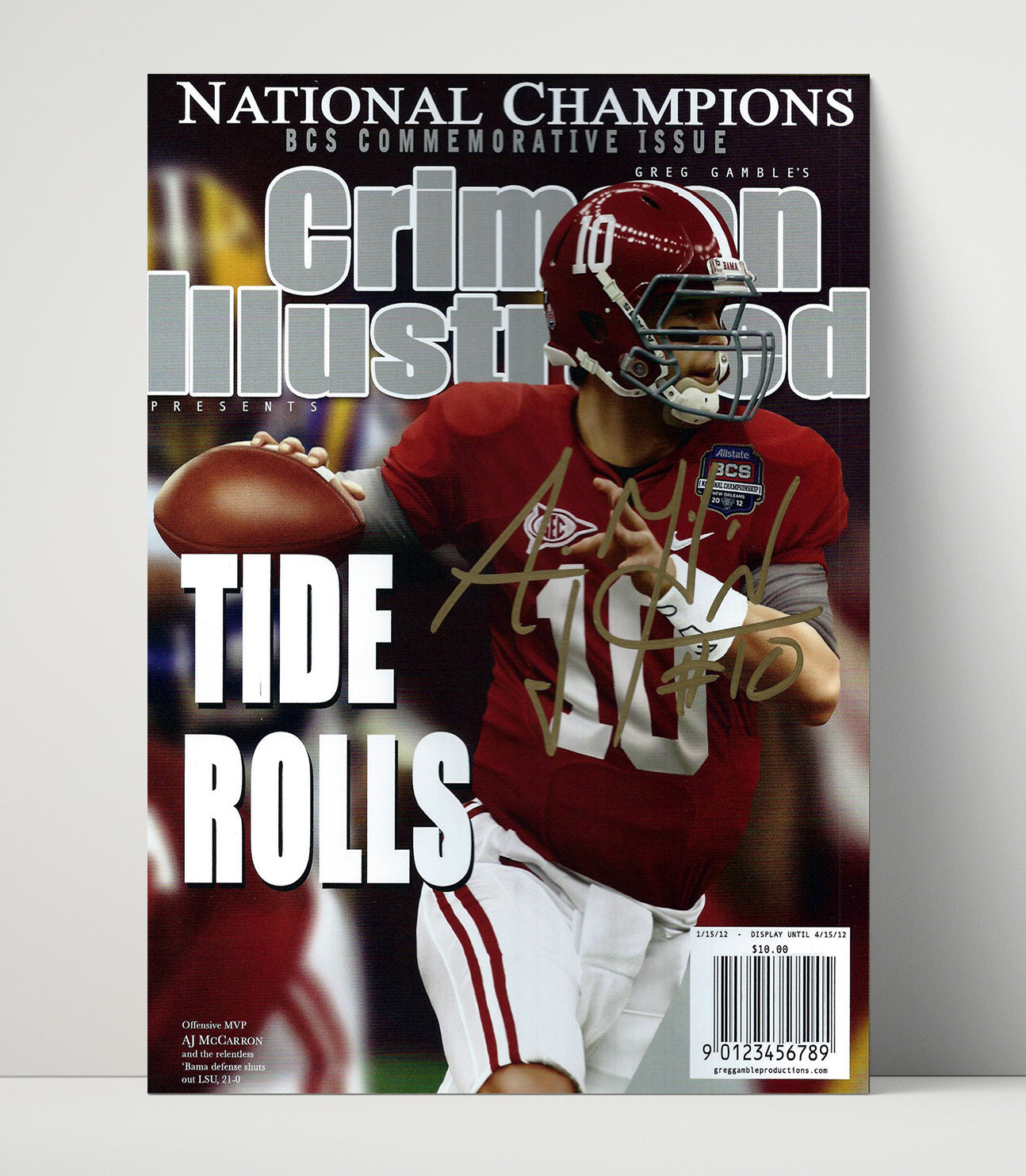 Alabama Football AJ McCarron BCS Championship Passing 2012 SI Cover College Football Wall Art 16x20 Unframed Print wall art print – College Football decor