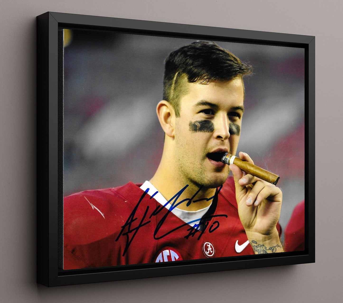 Alabama Football - AJ McCarron Championship Cigar Celebration 8x10 Framed Canvas college football wall art