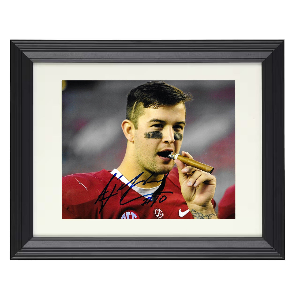 Alabama Football AJ McCarron Championship Cigar Celebration 8x10 black beveled frame college football wall art