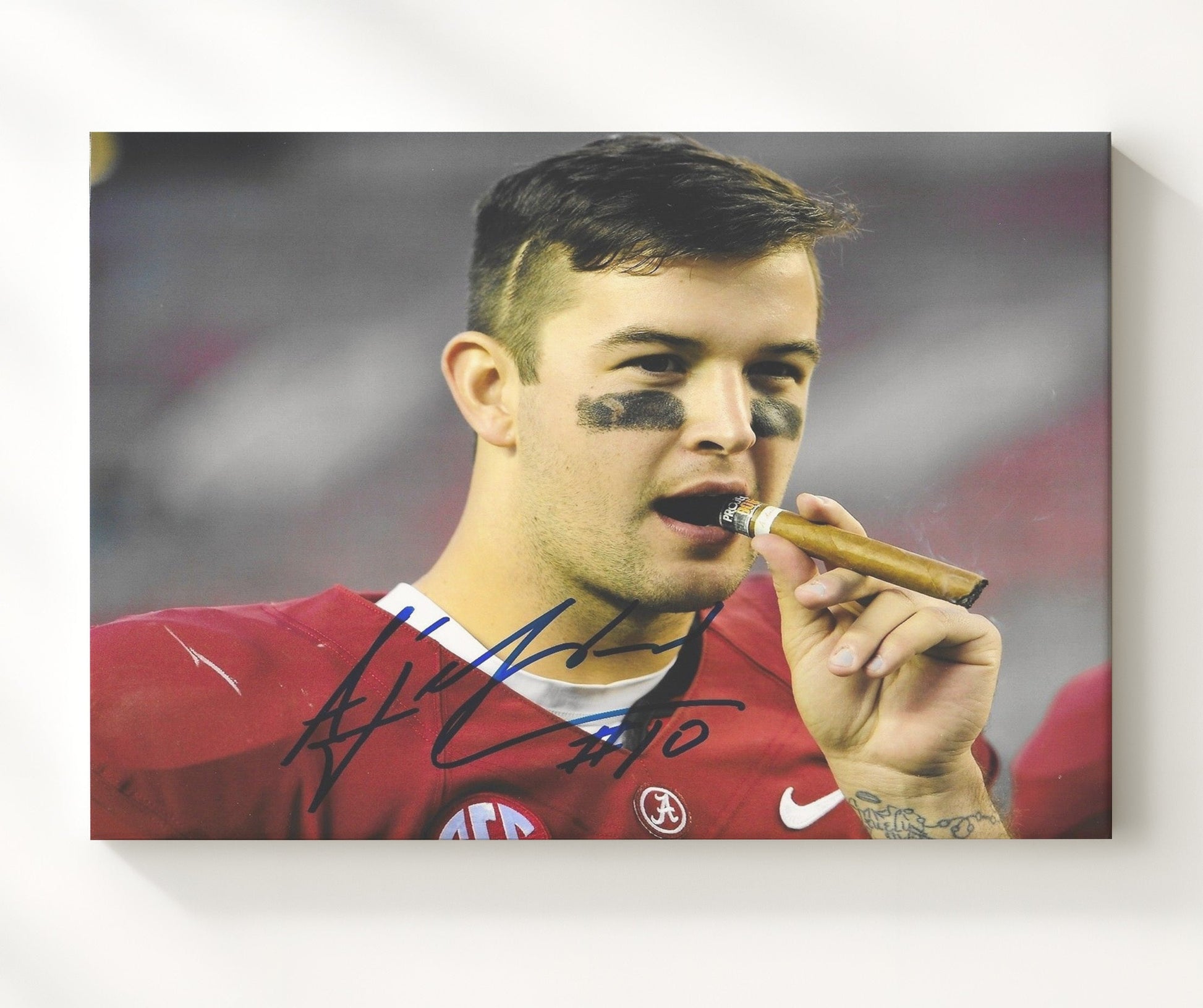 Alabama Football - AJ McCarron Championship Cigar Celebration 8x10 Canvas college football wall art