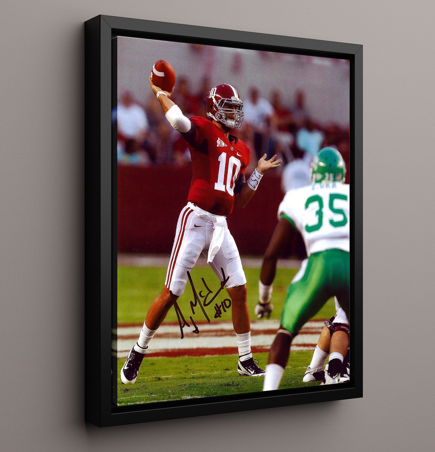 Alabama Football AJ McCarron Pocket Command Throw College Football Wall Art 16x20 Framed Canvas wall art print – College Football decor