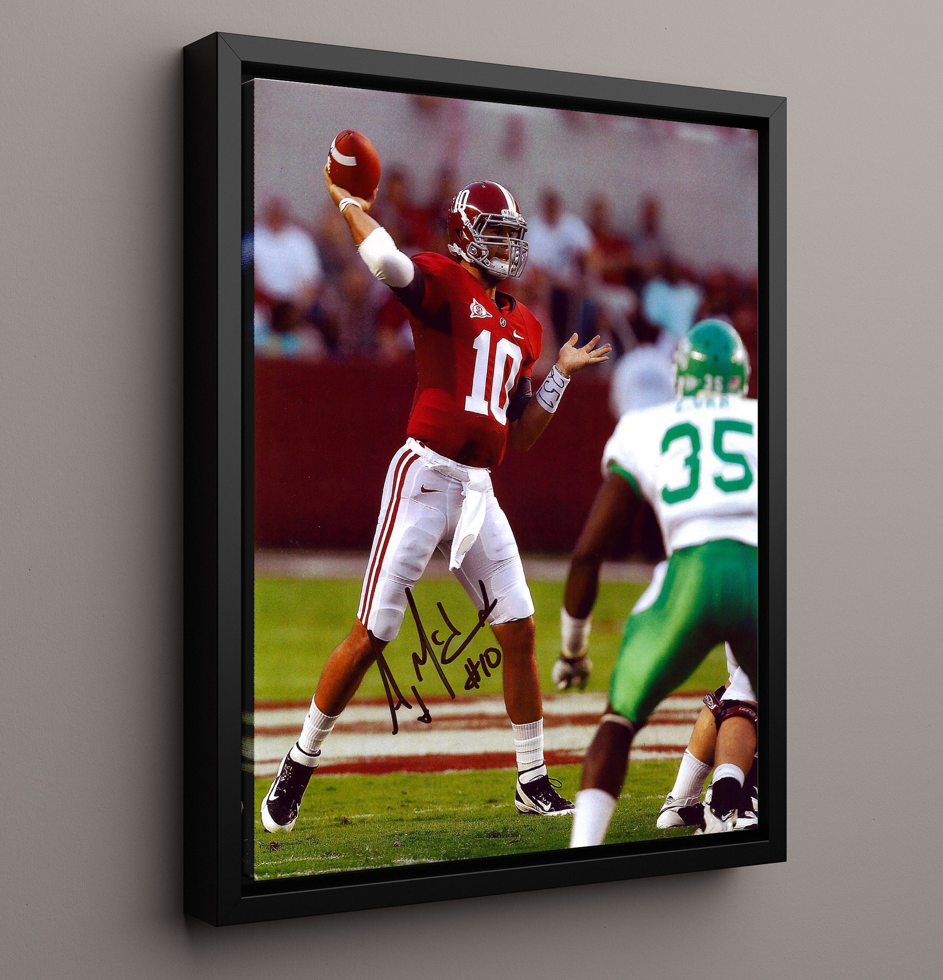 Alabama Football AJ McCarron Pocket Command Throw College Football Wall Art 16x20 Framed Canvas wall art print – College Football decor