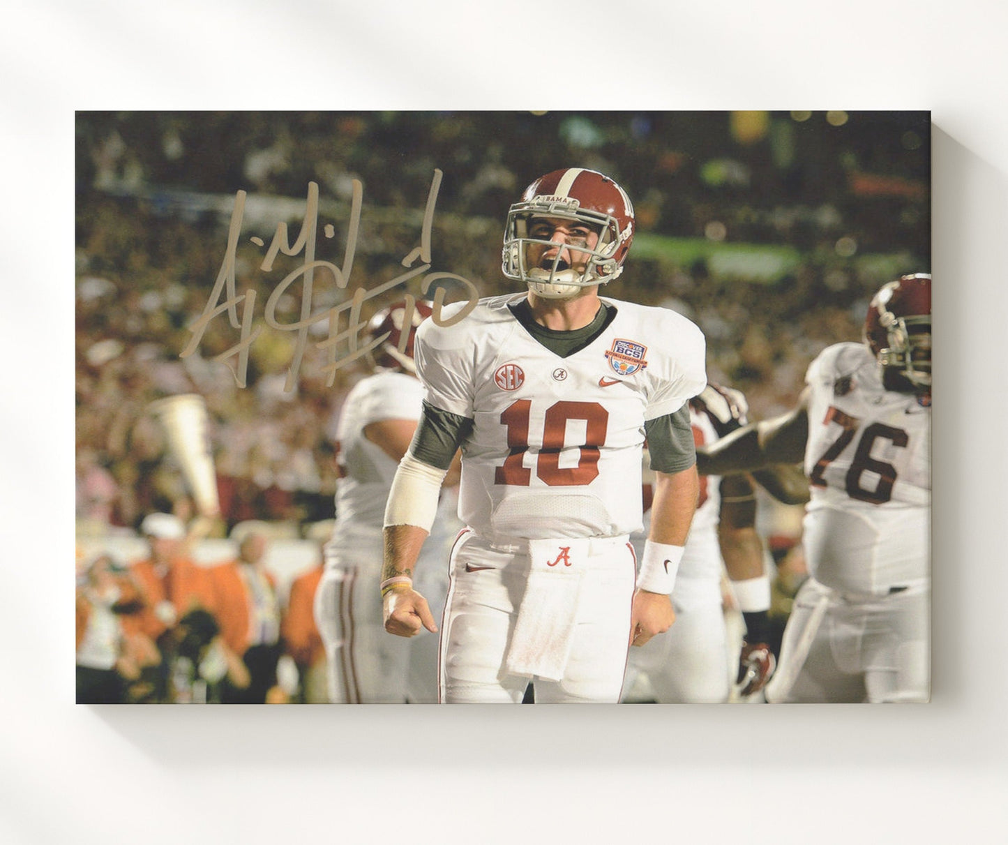 Alabama Football - AJ McCarron Sideline Roar Celebration 8x10 Canvas college football wall art