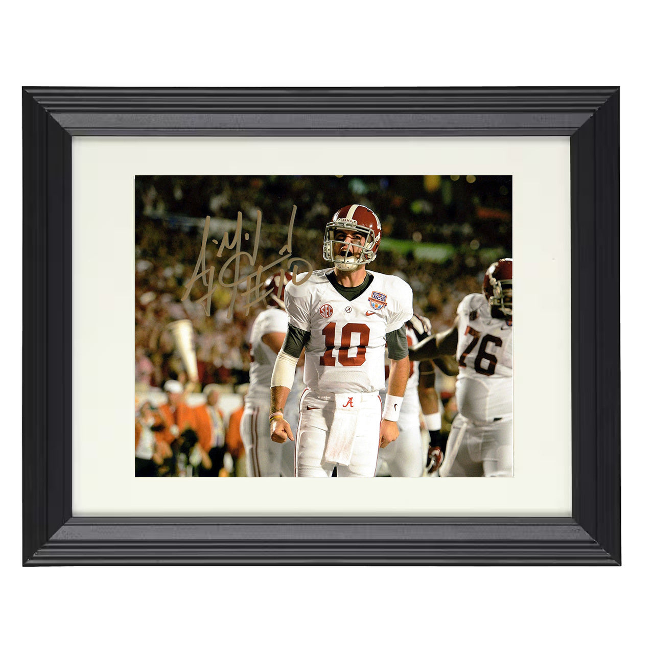 Alabama Football AJ McCarron Sideline Roar Celebration 8x10 black beveled frame college football wall art