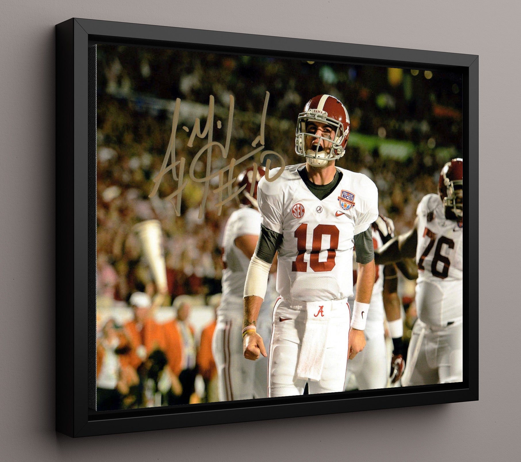 Alabama Football - AJ McCarron Sideline Roar Celebration 8x10 Framed Canvas college football wall art