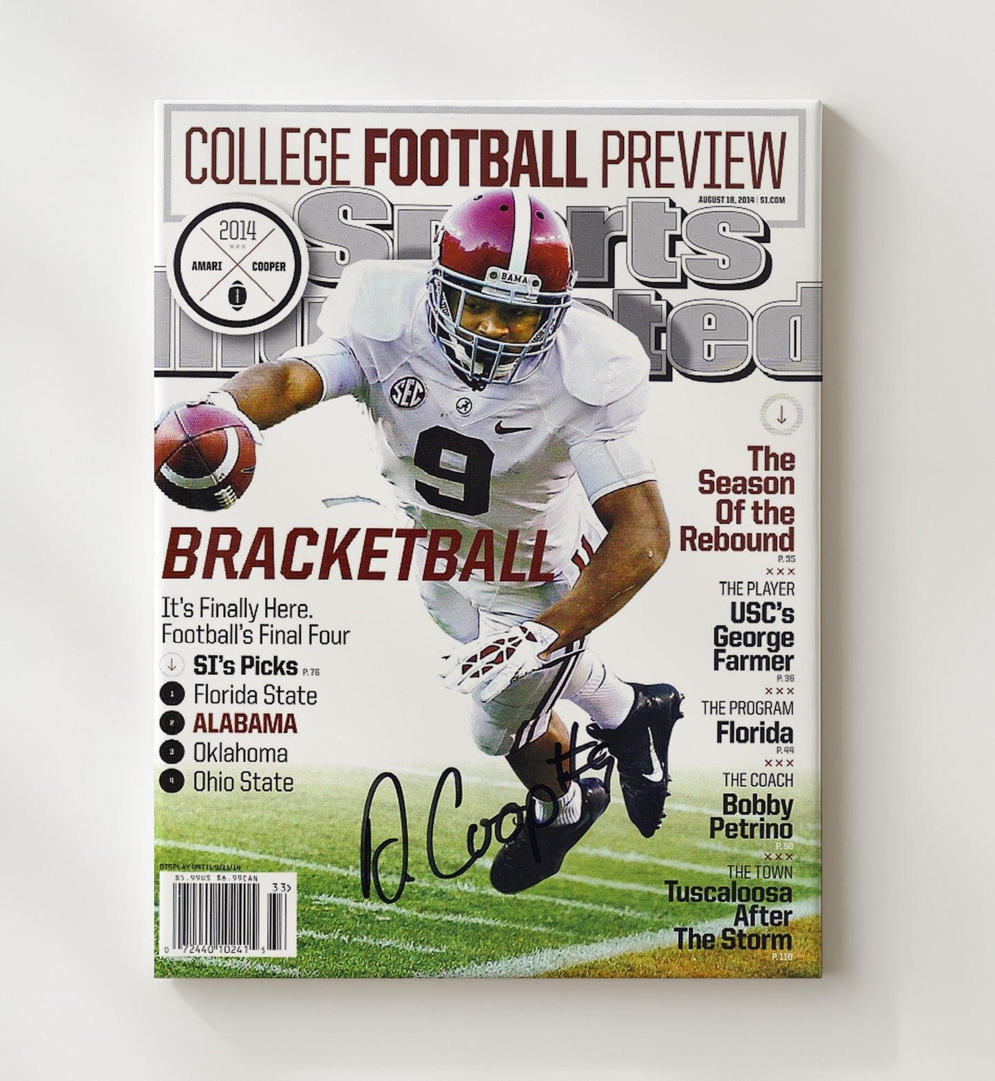 Alabama Football - Amari Cooper SI Cover Heisman Contender Feature 8x10 Canvas college football wall art