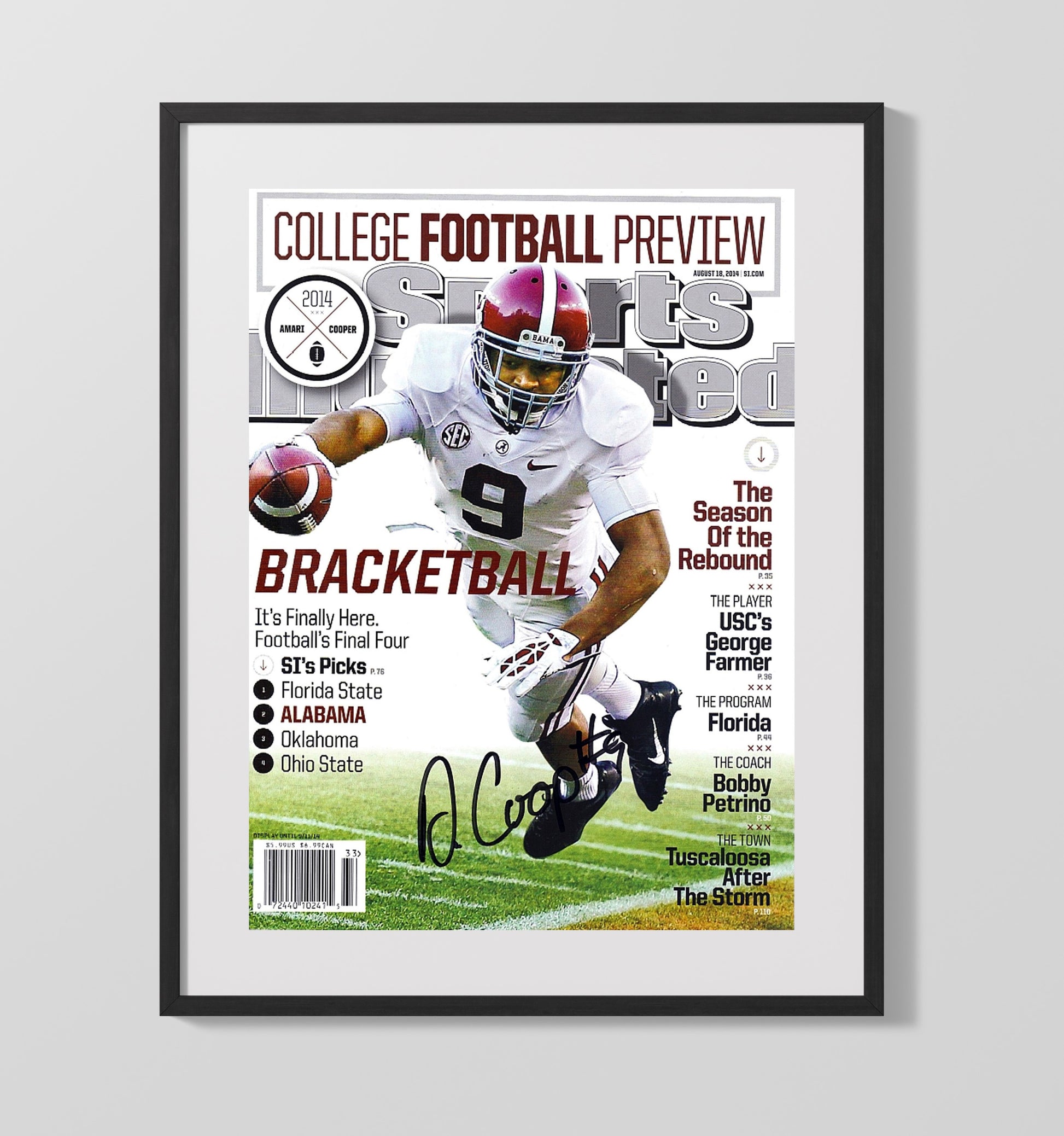 Alabama Football Amari Cooper SI Cover Heisman Contender Feature College Football Wall Art 16x20 Gallery Frame wall art print – College Football decor