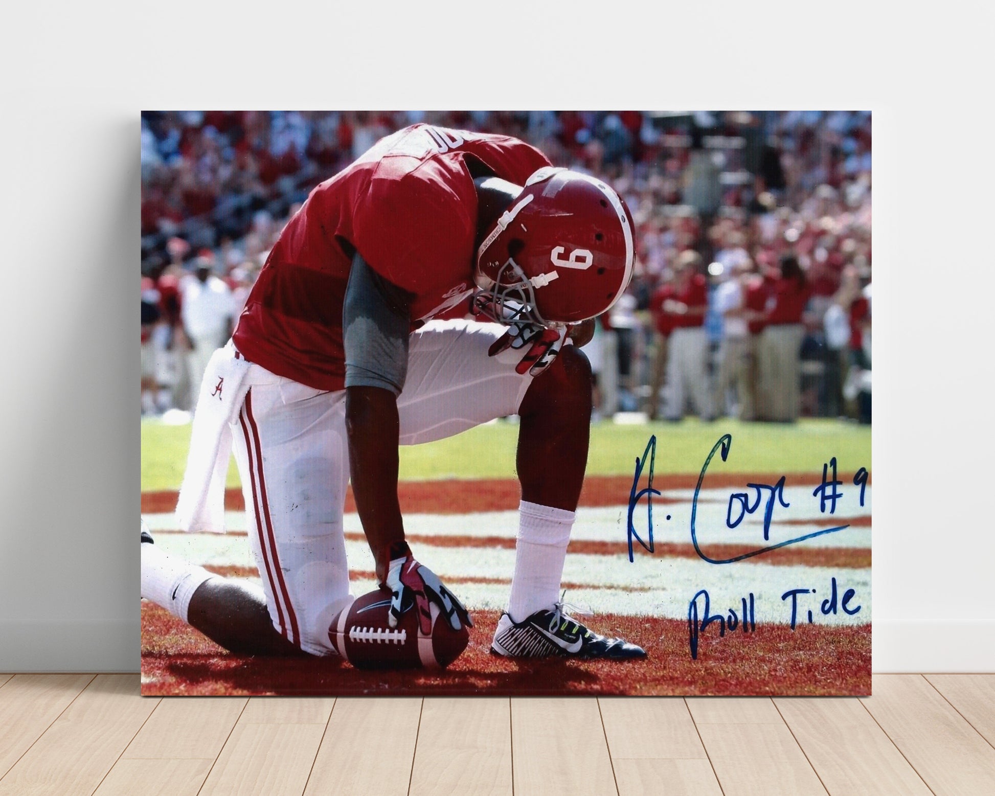 Alabama Football Amari Cooper Touchdown Catch End Zone Celebration College Football Wall Art 16x20 Unframed Print wall art print – College Football decor