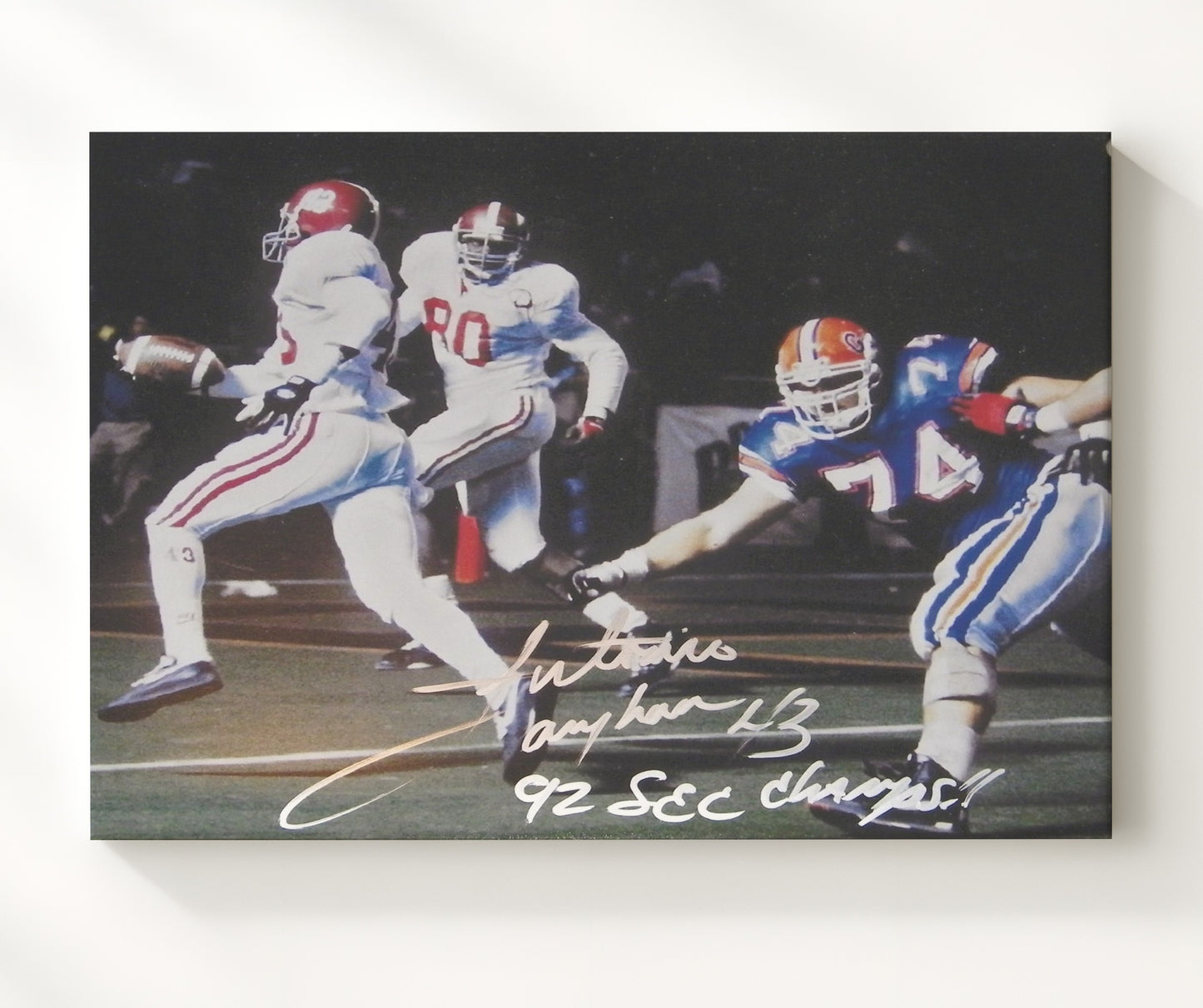 Alabama Football Antonio Langham Interception Return 1992 SEC Championship College Football 20x24 Canvas wall art print – College Football decor