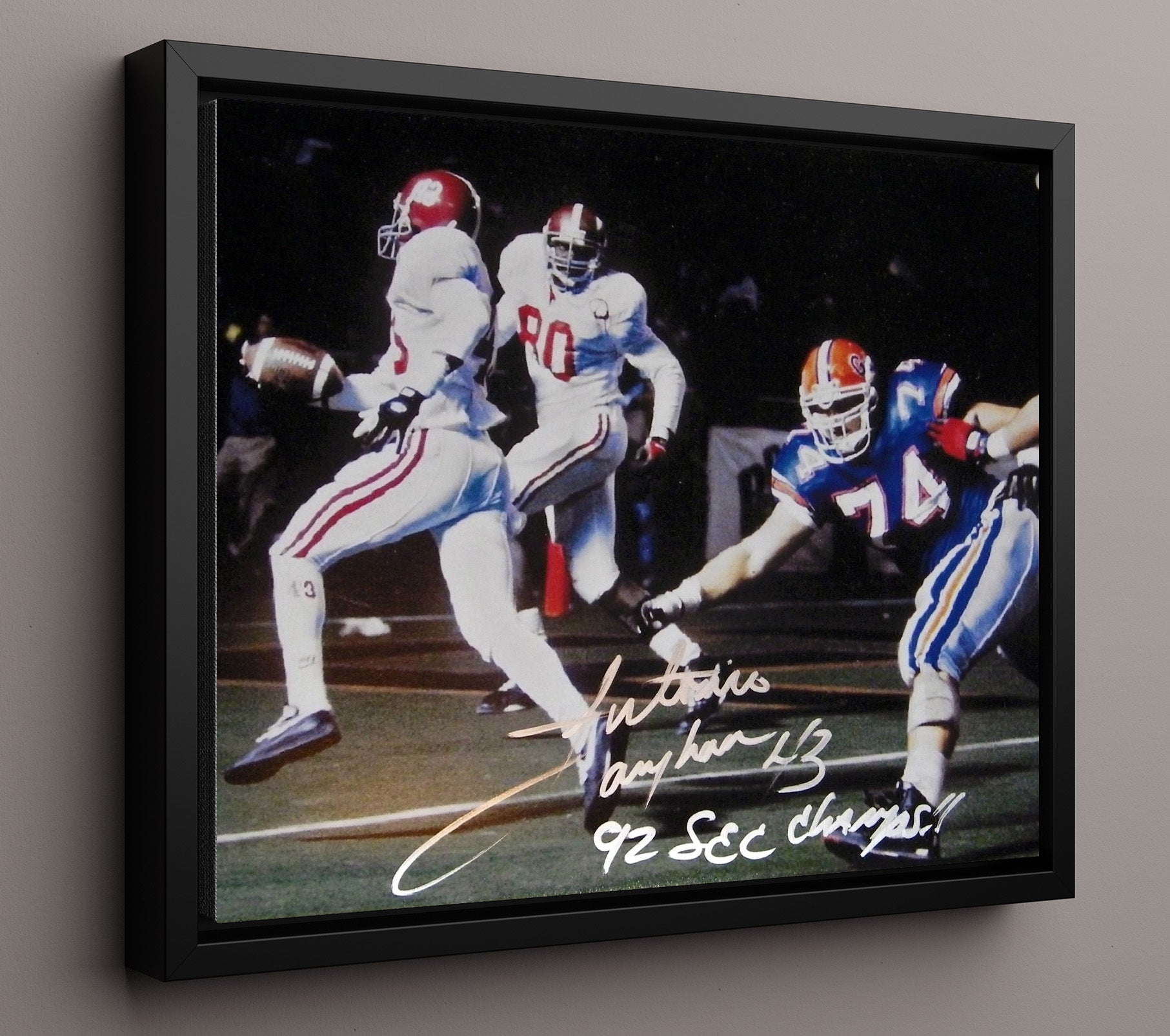 Alabama Football - Antonio Langham Interception Return 1992 SEC Championship 8x10 Framed Canvas college football wall art