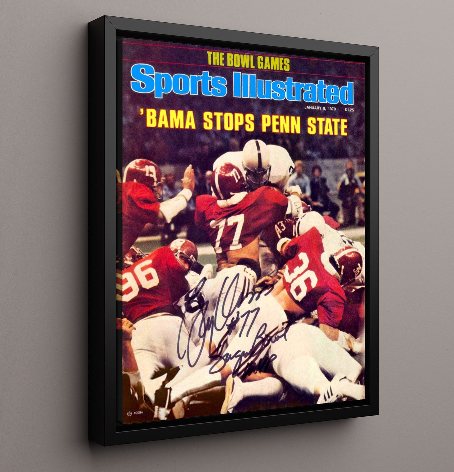 Alabama Football Barry Krause Goal Line Stand College Football Wall Art 16x20 Framed Canvas wall art print – College Football decor