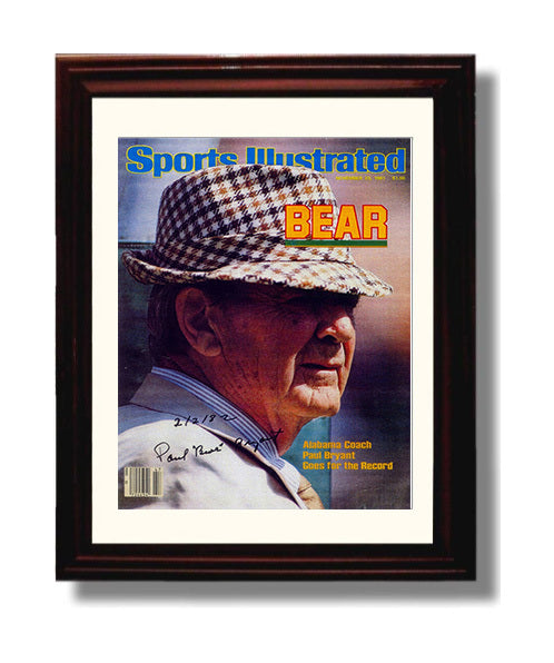 Alabama Football Bear Bryant Record Chase College Football Wall Art 8x10 Beveled Frame wall art print – College Football decor