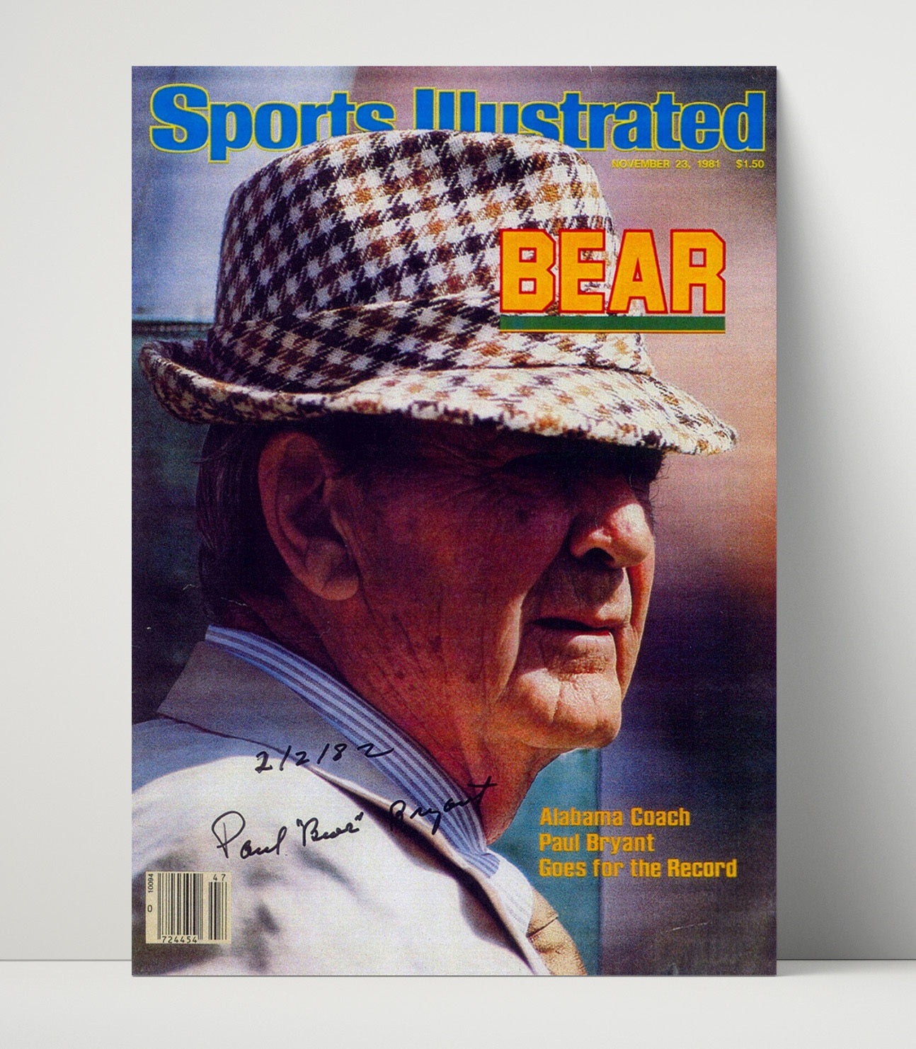 Alabama Football - Bear Bryant - Record Chase 8x10 Unframed Print college football wall art