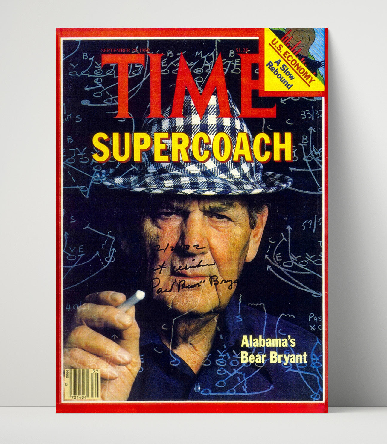 Alabama Football Bear Bryant Super Coach TIME Cover College Football Wall Art 16x20 Unframed Print wall art print – College Football decor