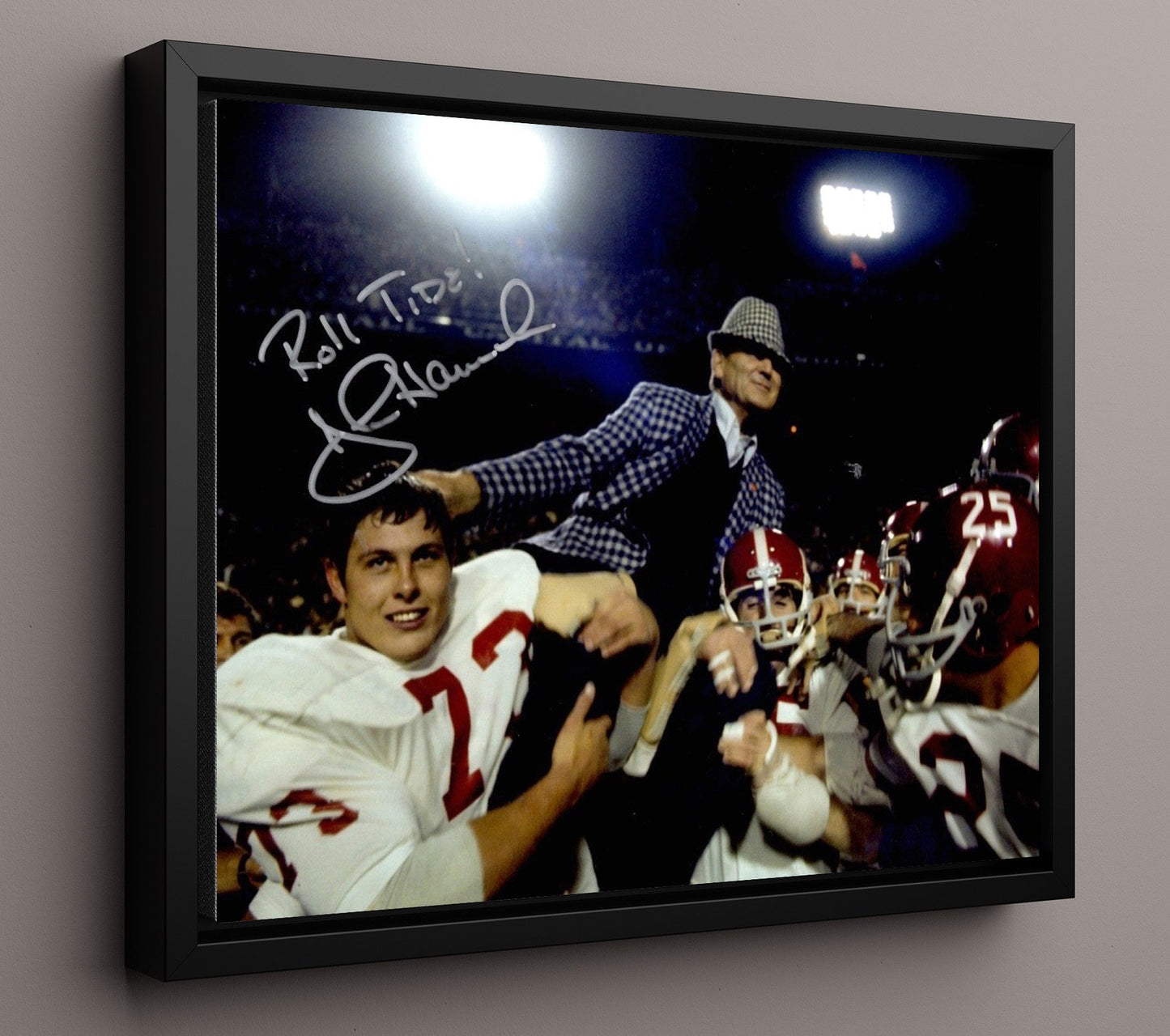 Alabama Football - Bear Bryant and John Hannah Postgame Celebration Moment 8x10 Framed Canvas college football wall art