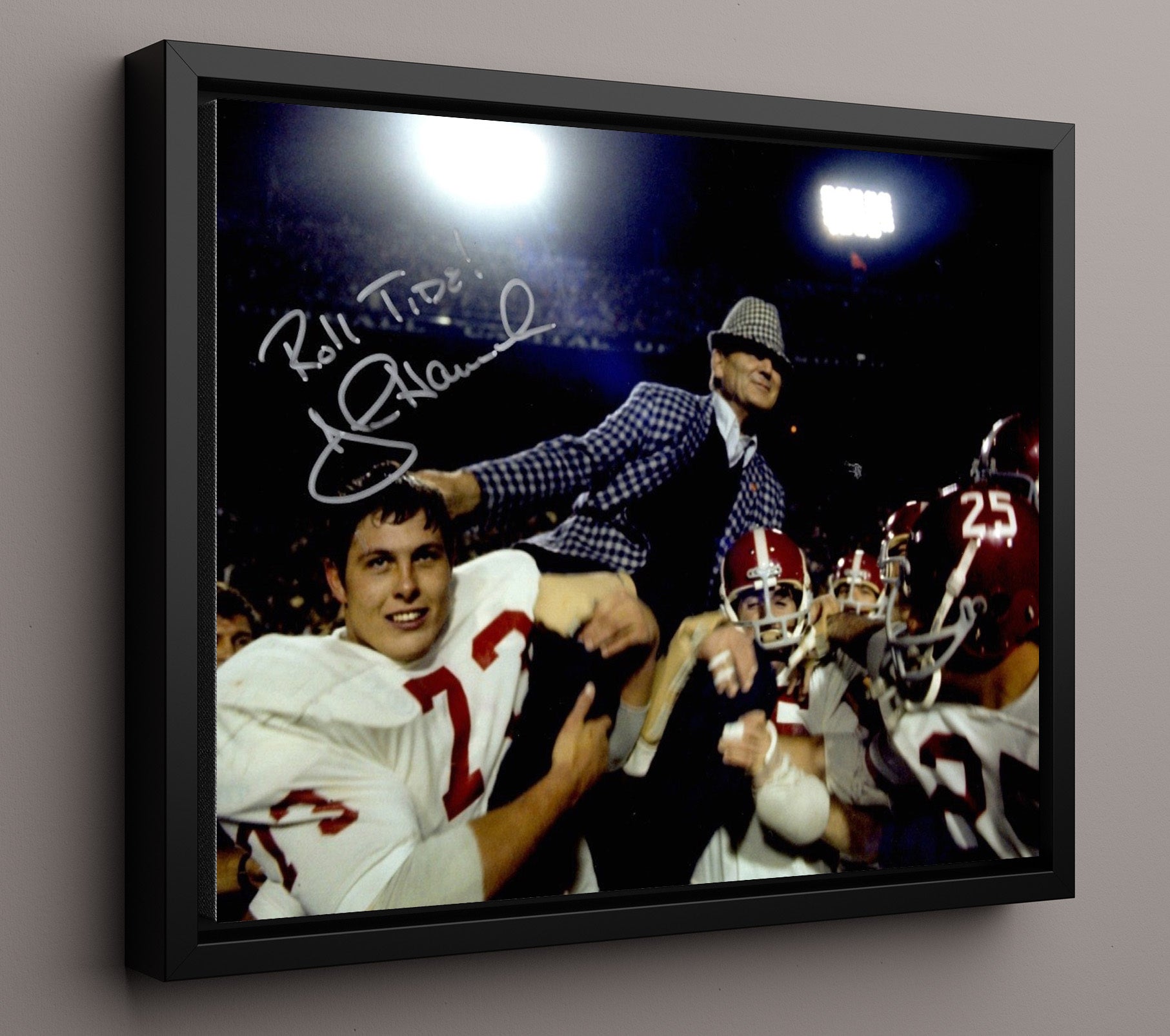 Alabama Football - Bear Bryant and John Hannah Postgame Celebration Moment 8x10 Framed Canvas college football wall art
