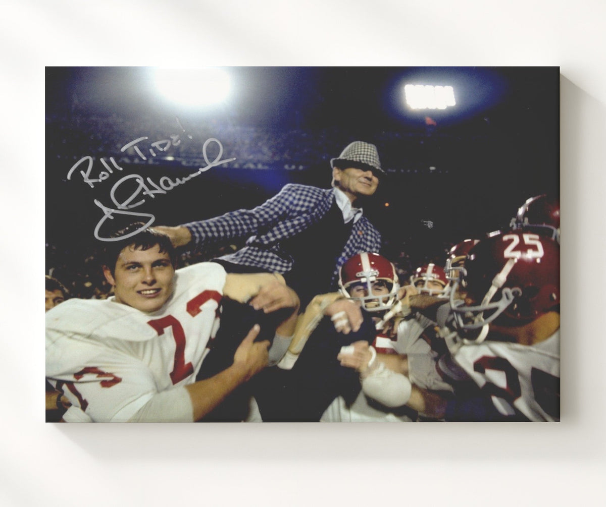 Alabama Football - Bear Bryant and John Hannah Postgame Celebration Moment 8x10 Canvas college football wall art