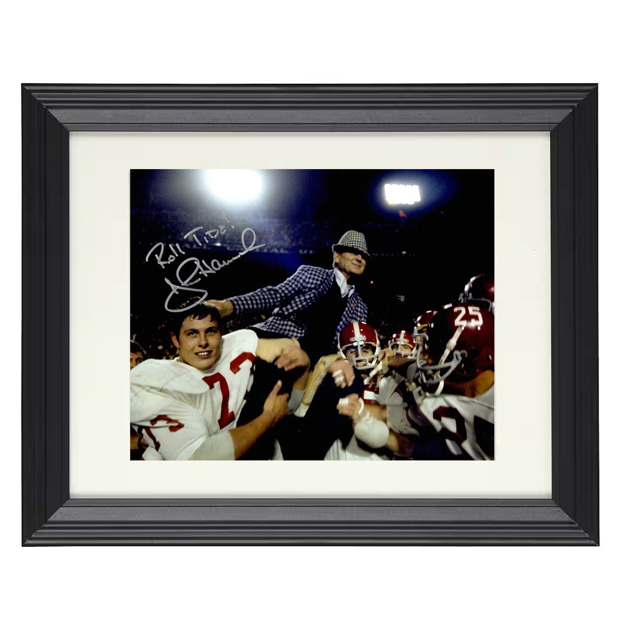 Alabama Bear Bryant and John Hannah Postgame Celebration 8x10 black beveled frame college football wall art
