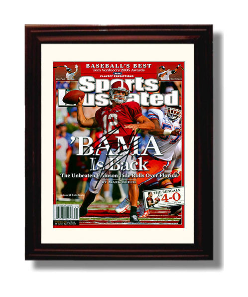 Alabama Football Brodie Croyle Bama is Back College Football Wall Art 8x10 Beveled Frame wall art print – College Football decor
