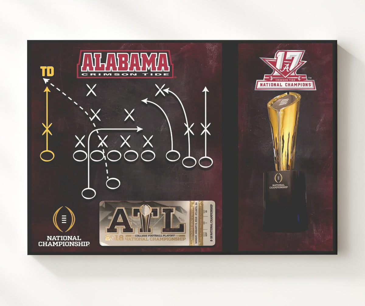 Alabama Football - Championship Play Diagram Game Winning Touchdown Concept 8x10 Canvas college football wall art