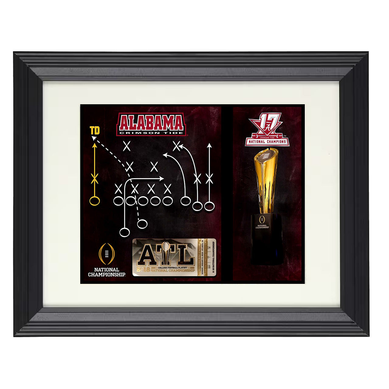 Alabama Championship Play Diagram Game Winning Touchdown 8x10 black beveled frame college football wall art