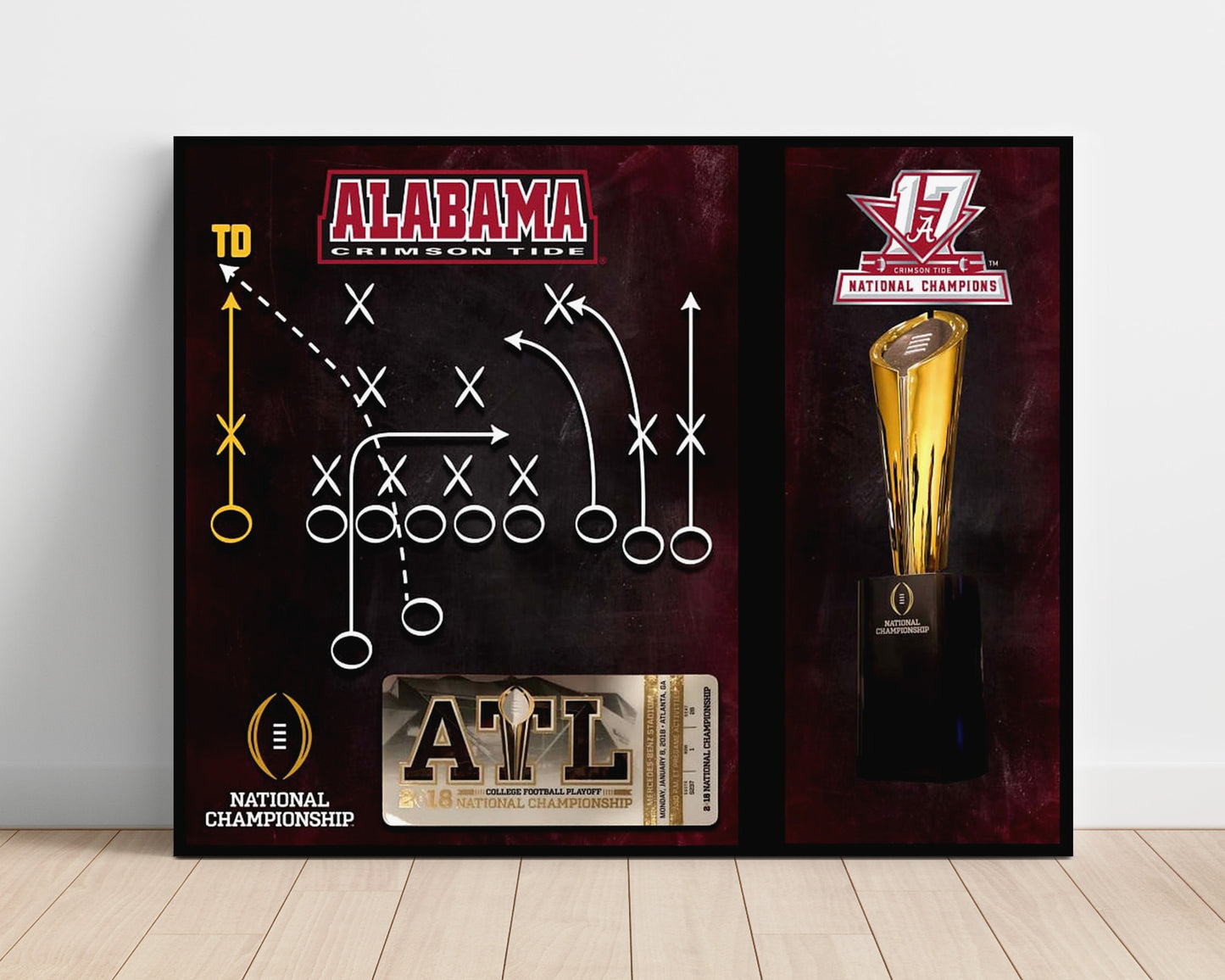 Alabama Football Championship Play Diagram Game Winning Touchdown Concept College Football 16x20 Unframed Print wall art print – College Football decor
