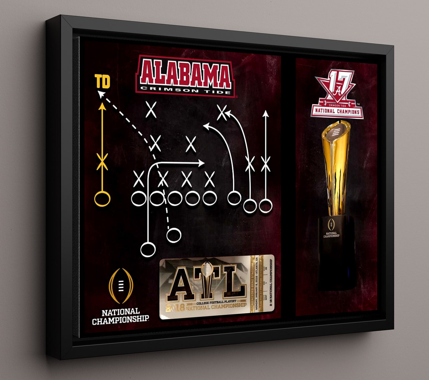Alabama Football - Championship Play Diagram Game Winning Touchdown Concept 8x10 Framed Canvas college football wall art