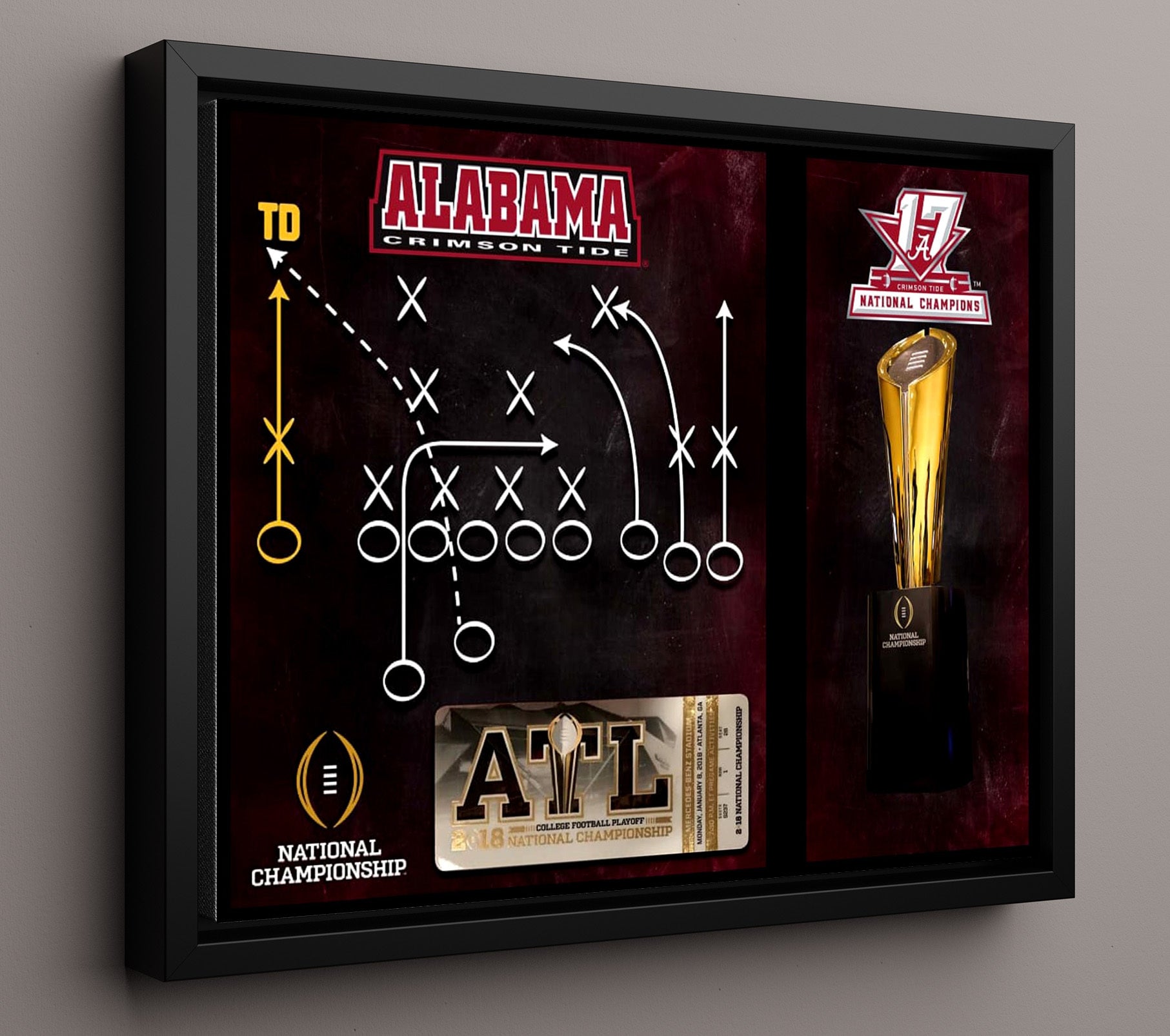 Alabama Football - Championship Play Diagram Game Winning Touchdown Concept 8x10 Framed Canvas college football wall art