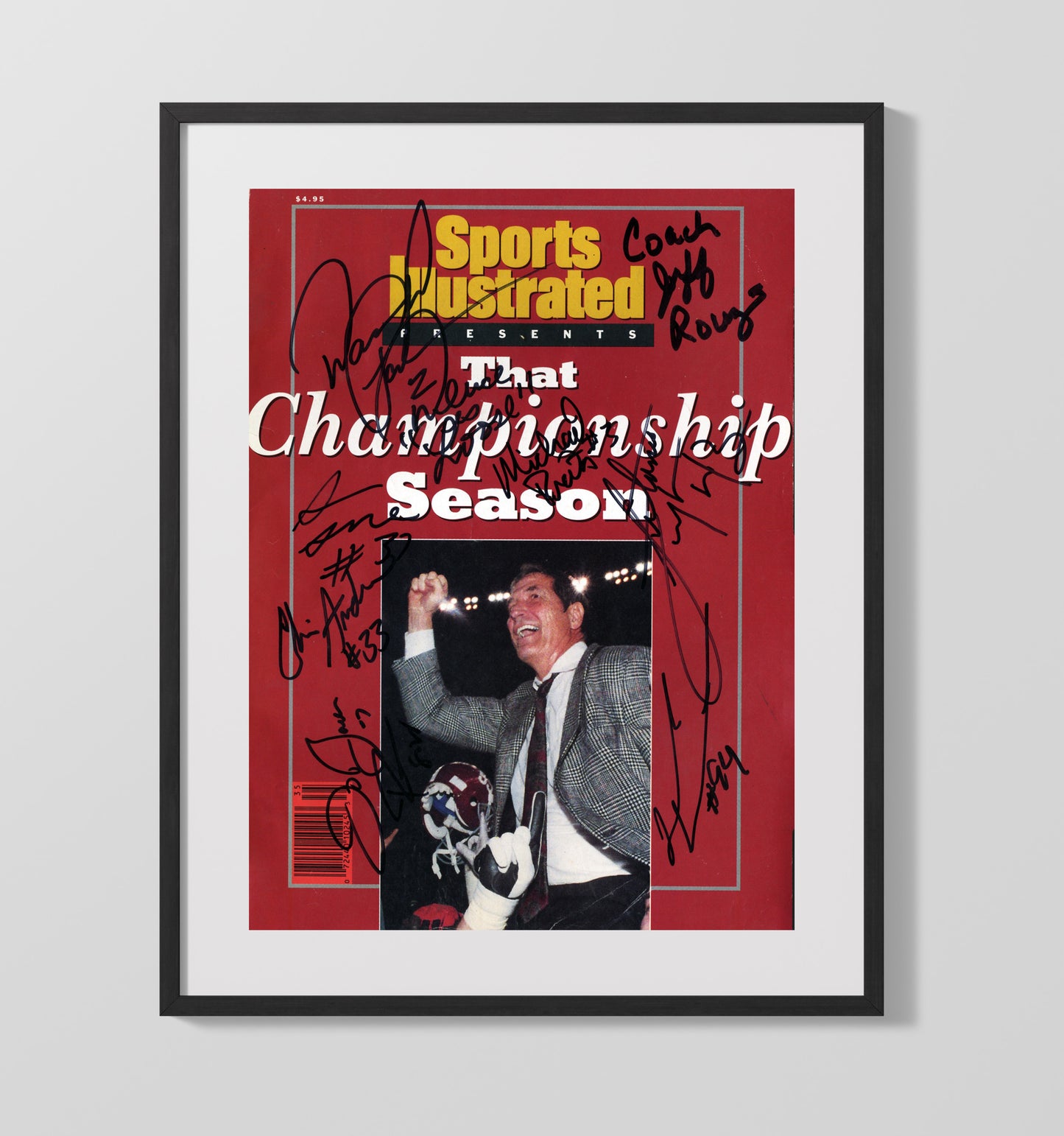 Alabama Football Championship Season Legacy Team Signed 1992 SI Cover College Football Wall Art 16x20 Gallery Frame wall art print – College Football decor