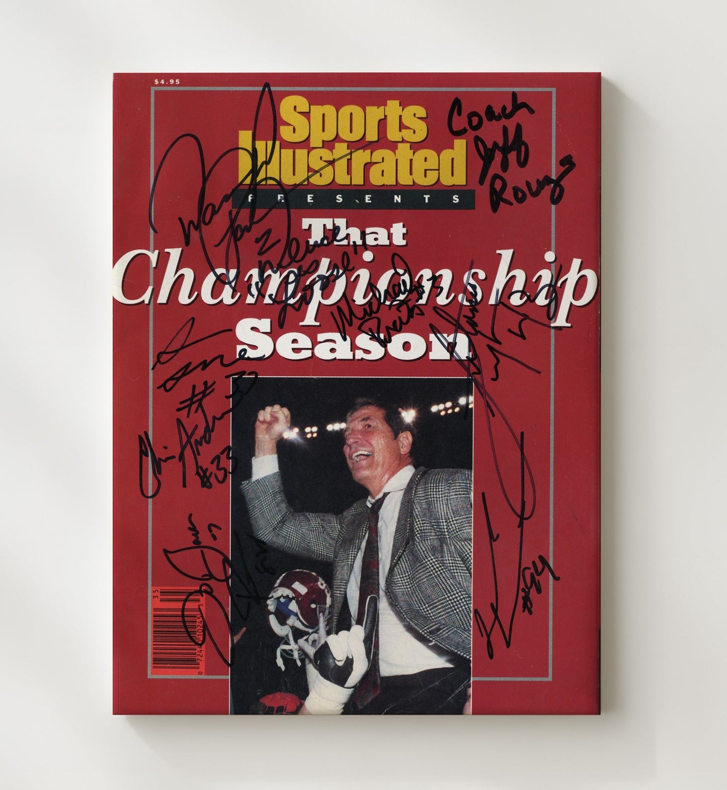 Alabama Football - Championship Season Legacy Team Signed 1992 SI Cover 8x10 Canvas college football wall art