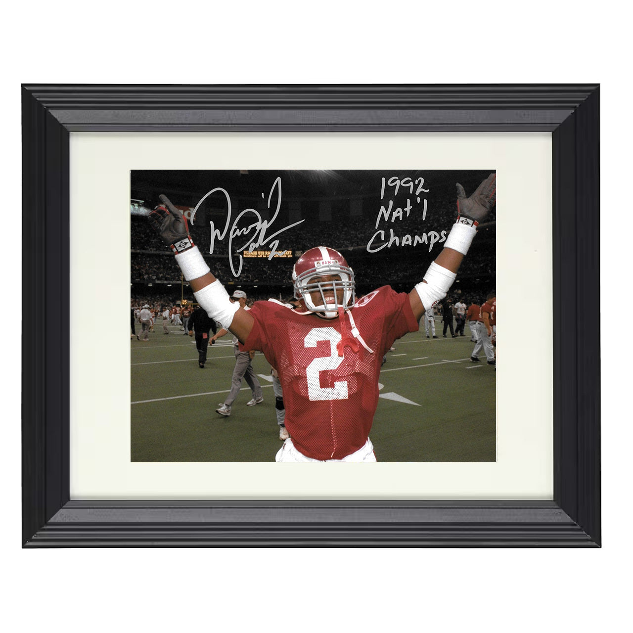 Alabama Football David Palmer Arms Raised 1992 Championship 8x10 black beveled frame college football wall art