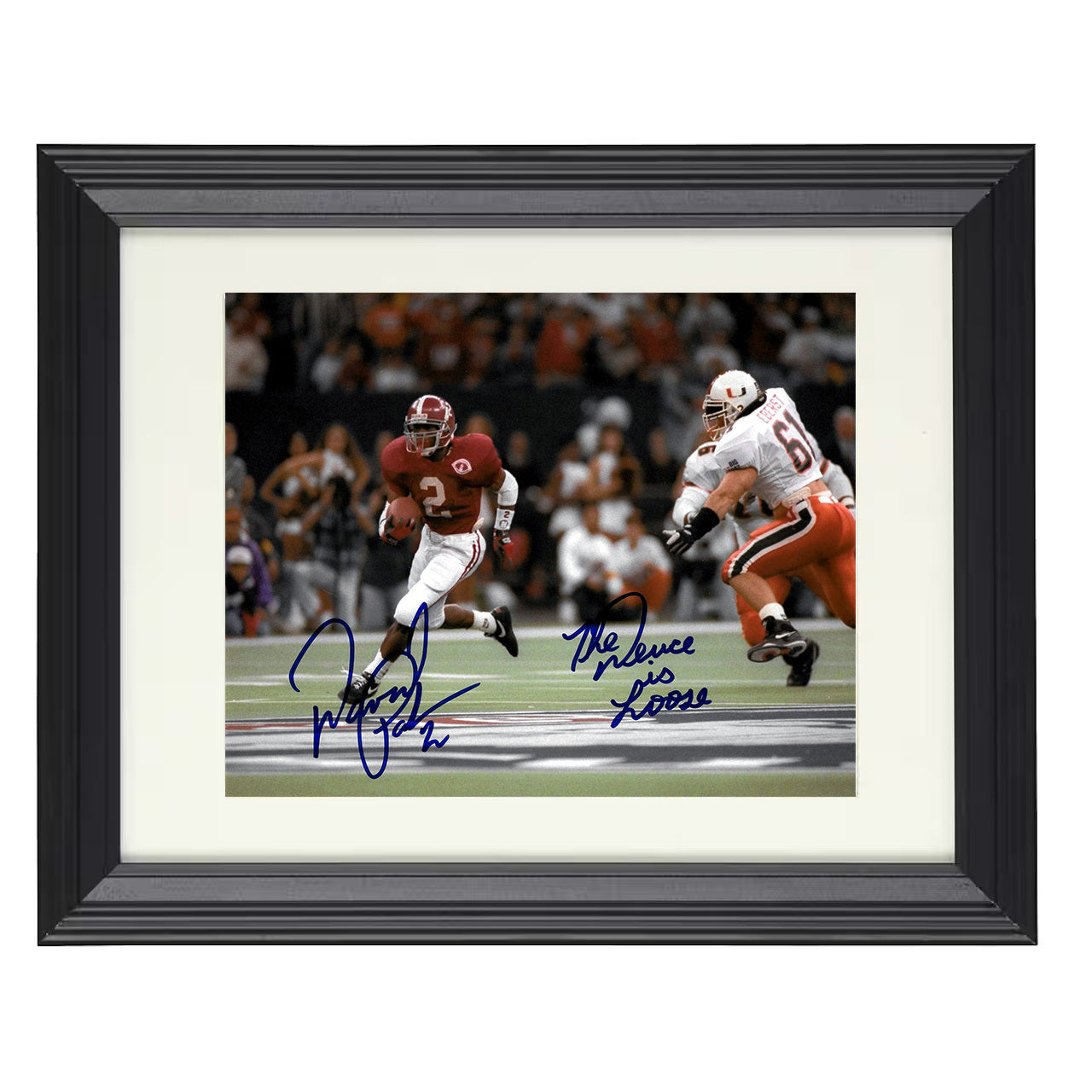 Alabama David Palmer Breakaway Run Open Field Angle 8x10 black beveled frame college football wall art
