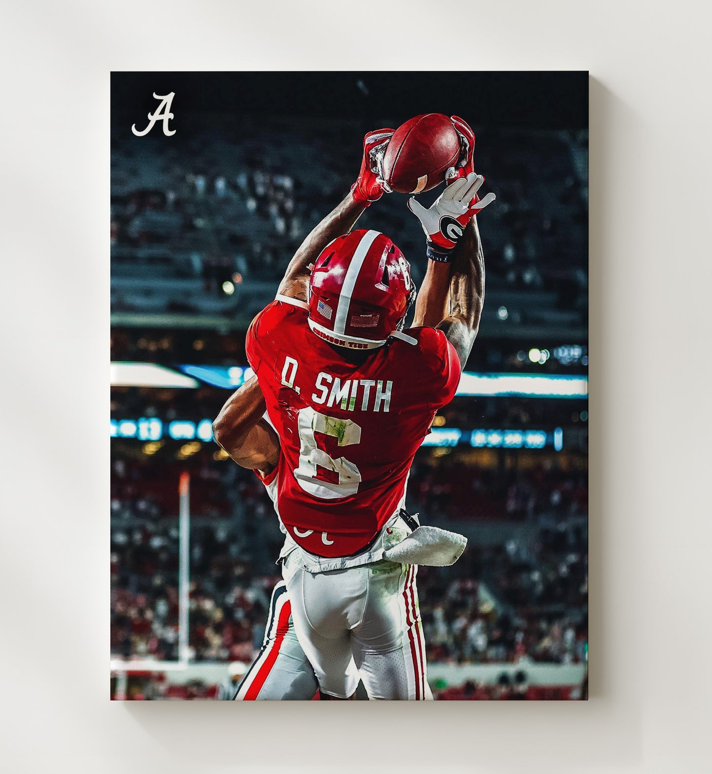 Alabama Football DeVonta Smith Championship Hands College Football Wall Art 20x24 Canvas wall art print – College Football decor