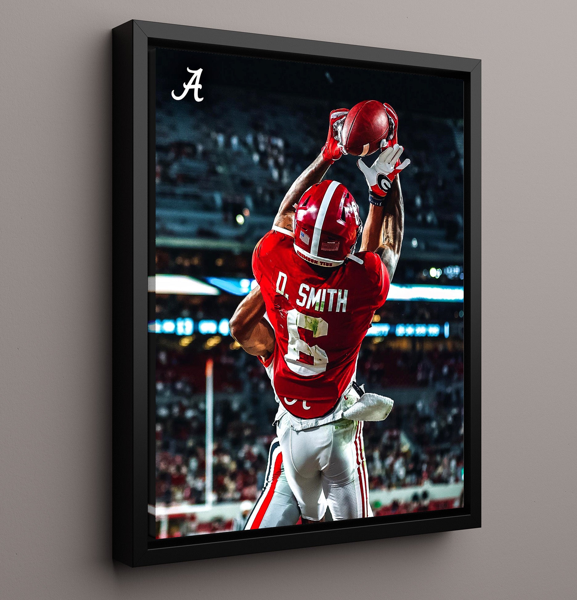 Alabama Football DeVonta Smith Championship Hands College Football Wall Art 16x20 Framed Canvas wall art print – College Football decor