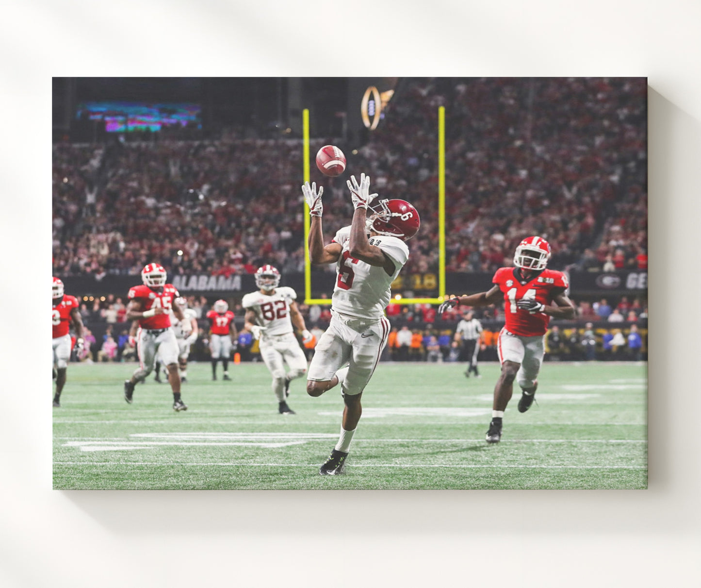 Alabama Football DeVonta Smith Championship Game Winning Catch College Football Wall Art 20x24 Canvas wall art print – College Football decor