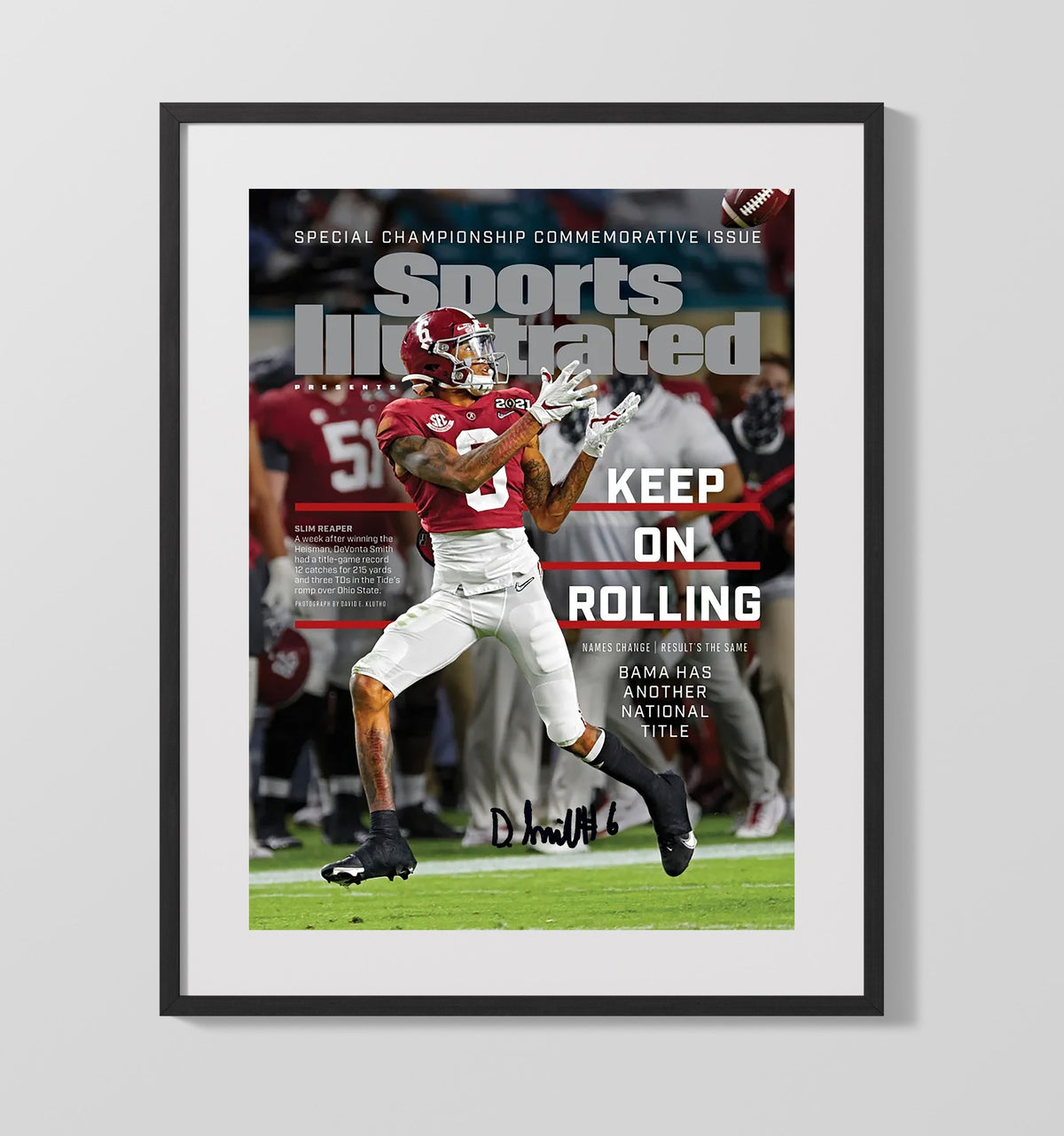 Alabama Football - DeVonta Smith Champs - Slim Reaper Shines 8x10 Gallery Frame college football wall art