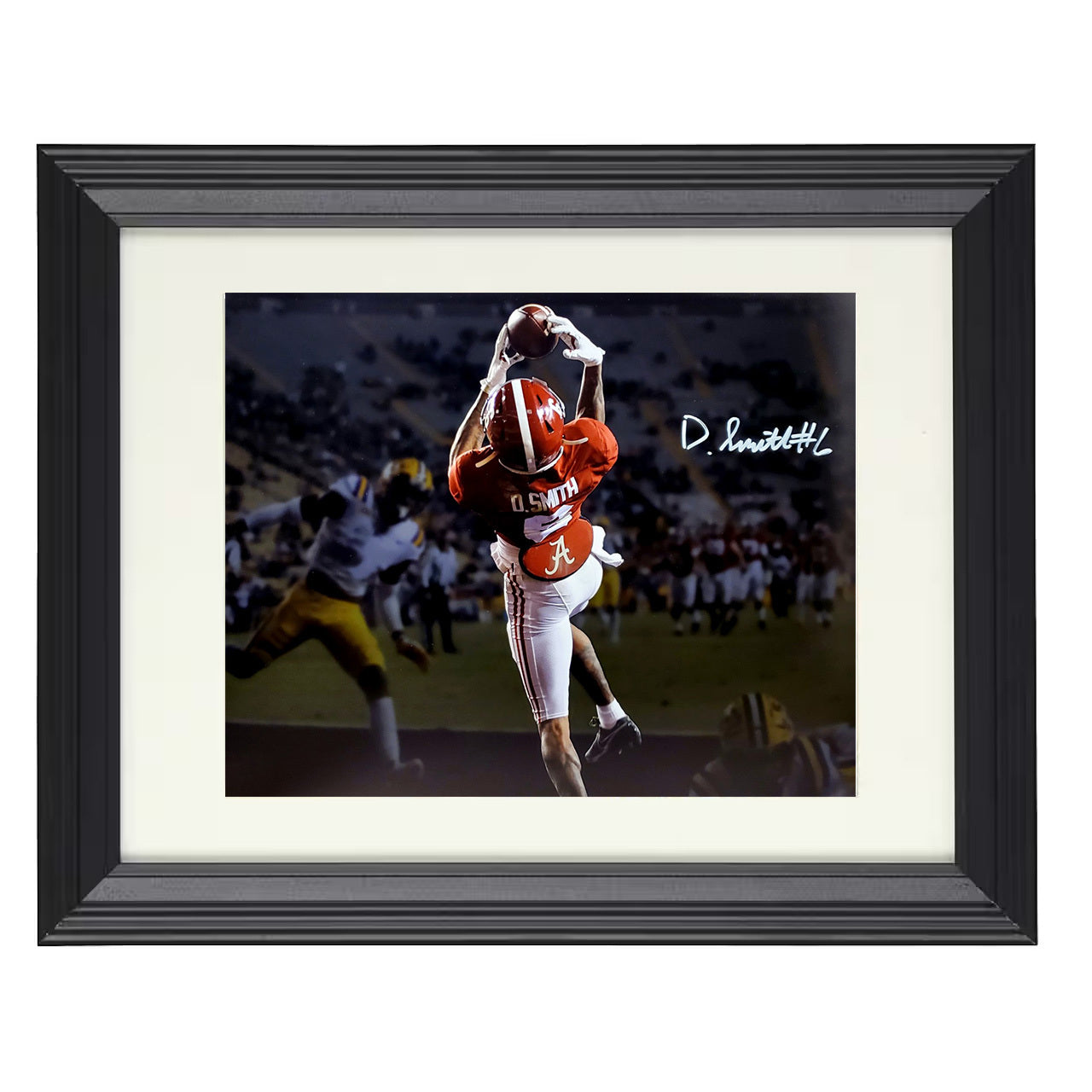 Alabama DeVonta Smith Heisman Season Touchdown Catch 8x10 black beveled frame college football wall art