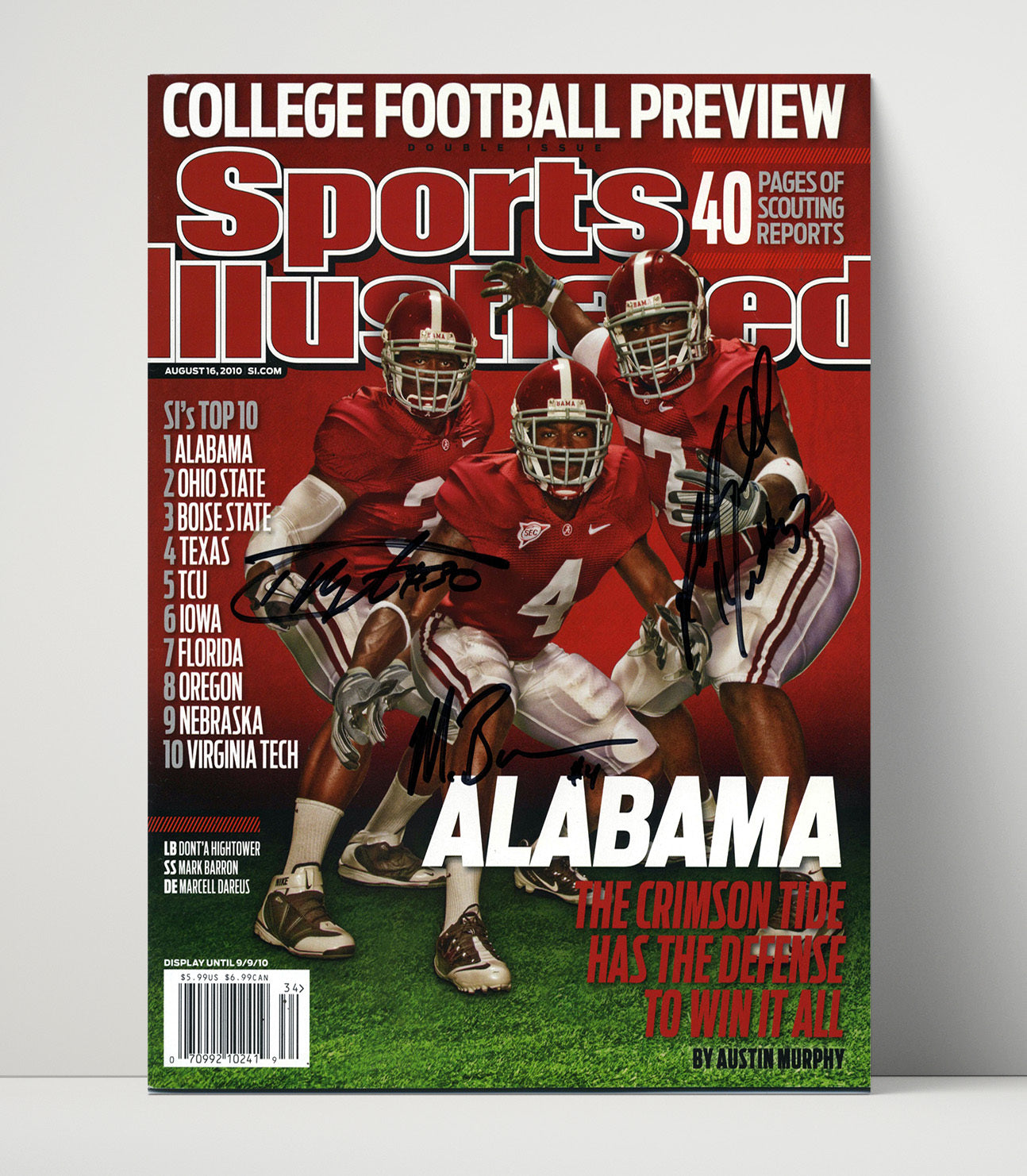 Alabama Football Defensive Trio Elite Stance 2010 SI Cover College Football Wall Art 16x20 Unframed Print wall art print – College Football decor