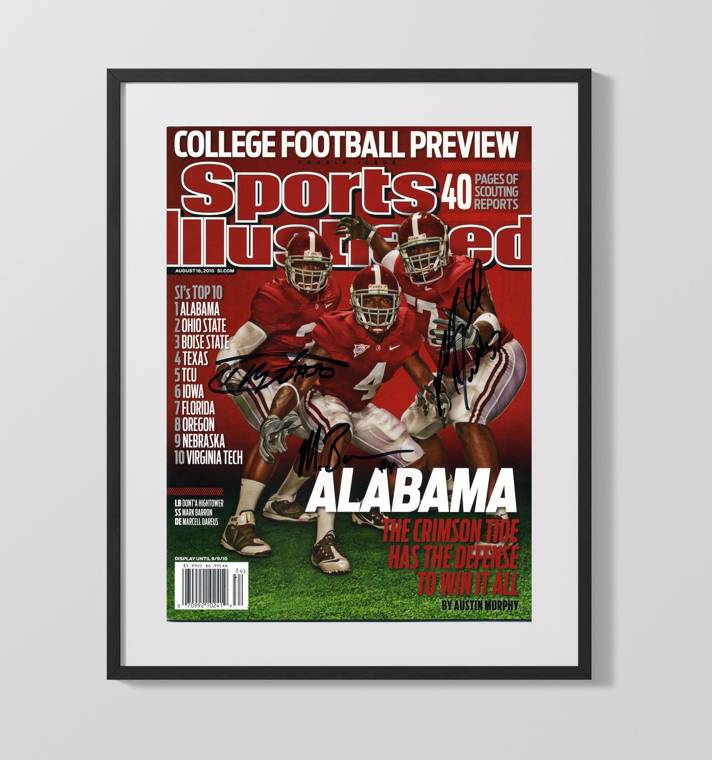 Alabama Football Defensive Trio Elite Stance 2010 SI Cover College Football Wall Art 16x20 Gallery Frame wall art print – College Football decor