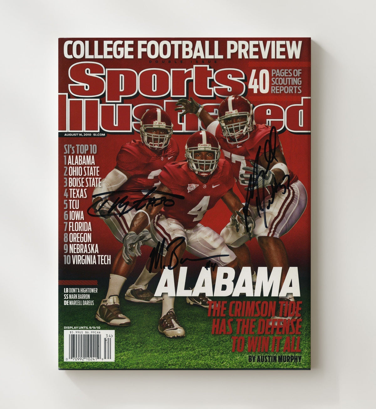 Alabama Football - Defensive Trio Elite Stance 2010 SI Cover 8x10 Canvas college football wall art